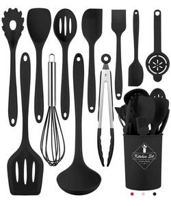 lot 15518 image: Pranski Kitchen Utensils Set-12 Pieces Silicone Cooking Utensils Set Dishwasher Safe 392°F Heat Resistant Spatula Set Nonstick Cookware