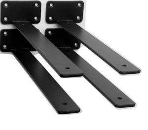 lot 15528 image: 4 Pack - 12 inch Black Hidden L Shelf Bracket (15 Inch Thicked) Iron Floating Shelf Brackets Rustic Industrial Metal Brackets for Shelf Support