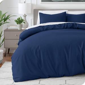 lot 15550 image: Bare Home Bedding Duvet Cover Queen Size - Premium 1800 Super Soft Duvet Covers Collection - Lightweight, Cooling Duvet Cover - Soft Breathable Bedding (Queen, Dark Blue)