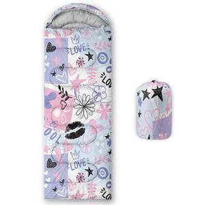lot 15551 image: Smell Sunshine Kids Sleeping Bag for Boys Girls,Cute Doodles Print-Lightweight Warm Portable Outdoor Indoor-Waterproof Cold Weather Resistant Sleeping Bag for Camping Hiking(Cute Doodles)