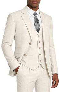 lot 15559 image: Elionm Men Suits Slim Fit 3 Piece Wedding Prom Suit for Men Beige Blazer Vest Pants Set Graduation Homecoming Mens Tuxedo 3XL