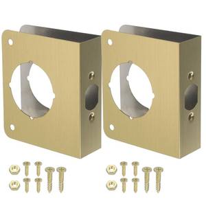 lot 16002 image: PATIKIL Door Reinforcement Plate, 2 Set Doors Reinforce Repair for 1-38 Thick Door 4-12 Size Door Knob Lock Latch Deadbolt Cover Plate Home Security, Gold