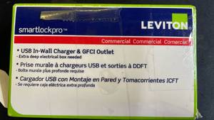 lot 16379 image: Leviton SmartLockPro USB In-Wall Charger & GFCI Outlet