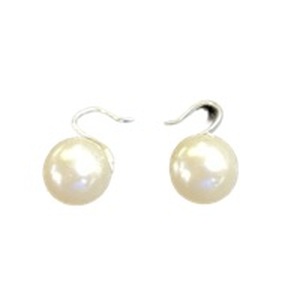 lot 16405 image: White Pearl Stud Earrings with Silver Hooks