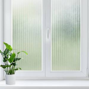 lot 16420 image: LUTE Reeded Glass Window Privacy Film, Frosted Glass Film, Removable 3D Decorative Decals Sun Blocking Anti UV Door Window Cover, No Glue Static Cling Vinyl for Bathroom Home Office, 17.5 x 78.7