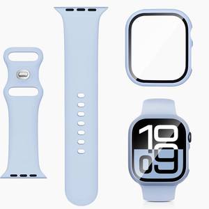 lot 16425 image: Silicone Band with Case Compatible with Kids Apple Watch Band, Soft Sport Strap and Protective Cover with Tempered Glass for iWatch Series 11 10 9 8 7 6 5 4 3 2 1 SE3 SE2 SE 38404142444546mm