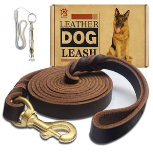 lot 16433 image: Leather Dog Leash 8ft x 34 inch,Strong Heavy Duty Genuine Leather Braided Dog Training Leash, Soft and Comfortable for Large Dogs, Medium Small Dogs (Brown, 8FT34in)