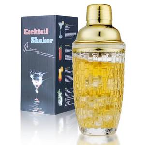 lot 16435 image: Gbuxska Glass Cocktail Shaker Set - Glass Shaker for Drinks, Shaker Set for Bars, Whiskey, Cocktails (Gold, 13 oz)