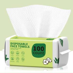 lot 16446 image: Disposable Face Towels 100 Count, Biodegradable Ultra Soft & Thick Facial Towels for Sensitive Skin, Lint-Free Makeup Remover Dry Wipes, Multi-Purpose Cleansing Towelettes for Face Wipes, Skincare