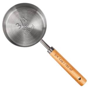 lot 16470 image: Malmo Measuring Cup with Wooden Handle, 34 Cup Titanium-plating 180ml Stainless Steel,Dog Food Scoop, Space Gray
