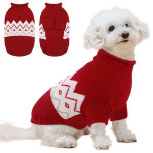 lot 16473 image: Queenmore Warm Dog Sweater, Soft Pet Knitwear, Knitted Pullover, Vlentines Day Gifts Winter Pet Clothes for Small Dogs Cats Red