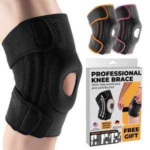 lot 16479 image: DR. BRACE ELITE Knee Brace with Side Stabilizers & Patella Gel Pads for Maximum Knee Pain Support and fast recovery for men and women-Please Check How To Size Video (Pluto, Large)