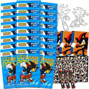 lot 16496 image: Sonic The Hedgehog Shadow the Hedgehog Birthday Party Favors Set - Bundle with 24 Shadow Play Packs  Mini Coloring Books, Stickers, and More for Goodie Bags  Shadow Party Supplies