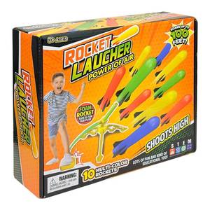 lot 17395 image: Hopture Rocket Launcher Power Air Toy Set with 10 Multi-Color Foam Rockets Launch Pad, Outdoor Activity Game