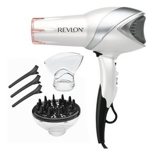 lot 17405 image: REVLON Infrared Hair Dryer with Diffuser & Concentrator - Ionic Ceramic Blow Dryer for Frizz Control, Shine, Soft Hair & Moisture Protection - 1875W Professional Salon-Quality (White)
