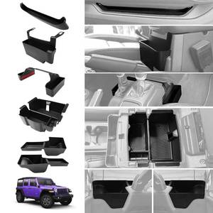 lot 17411 image: Utiiy Center Console Organizer for 2018-2023 Jeep Wrangler JL JLU 4XE Gear Shift Console Side Tray Trunk Organizer Hanging Armrest Storage Box for Wrangler Accessories(18-23 5-piece, Not Gladiator)