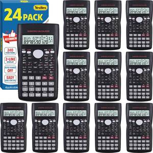 lot 17413 image: 24 Pack Scientific Calculators Bulk, 2-Line Large Screen Display 240 Functions Scientific Calculators for Students, Math Algebra Fraction Calculator for High School College School