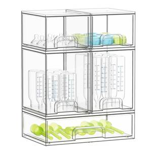 lot 17414 image: SpaceAid Bottle Storage Organizer Baby - Acrylic Bottles Station Organizer Container, Stackable Clear Drawers for Countertop, Vanity, Bathroom, Cabinet, Pantry Organization, 5 Pack, 2S2M1L, 15.4 H