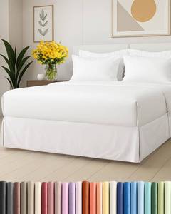 lot 18137 image: Pleated Bed Skirt Queen Size - 3 Sided Pleated Bed Skirt Queen - Ultra-Soft, Easy Fit with 12 Inch Tailored Drop - Hotel Quality, Wrinkle Free & Fade Resistant - for Women, Men, Kids & Teens - White