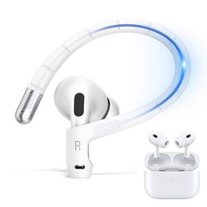 lot 18140 image: Anti-Slip Ear Hooks for AirPods Pro 2 & AirPod 3 Earbuds Memory Titanium Alloy,Soft Comfortable Fit  Anti-loss Sports EarHooks Compatible with AirPods Pro 2 Earbuds Accessories with Lanyard (White)