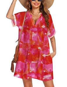 lot 18144 image: AIMAGE Womens Swimsuit Coverups Bikini Swimwear Beach Cover Up A-line Bathing Suit Cover Up Dress with Pockets