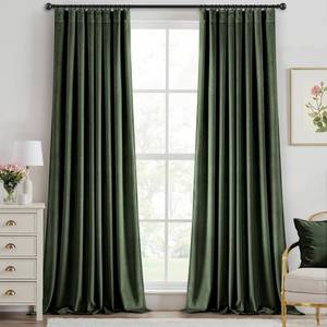 lot 18152 image: Olive Green Velvet Curtains 84 Inches Long Blackout Thermal Insulated Soundproof Curtain Privacy Room Darkening Curtains Pinch Pleat Window Drapes for Bedroom Living Room 42 x 84 Inch Set of 2