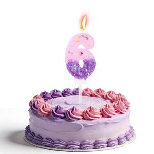 lot 18155 image: Birthday Number Candle Cake Topper, Pink and Purple Birthday Candle Funny Music Theme Cake Decoration Supplies Suitable for Girls Boys Teens Adults (Number 6)
