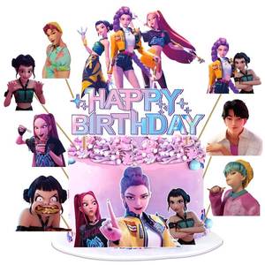 lot 18164 image: Popular Birthday Cake Topper, Cartoon Cake Decorations Include 1pc Happy Birthday Glittery Cake Topper and 10pcs Cupcake Topper, Fantastic Popular Birth day Party Decorations