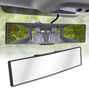 lot 18165 image: Rear View Mirror, Universal 11.4 Inch Interior Clip On Panoramic Convex Mirrors for Car Accessories, HD Anti Glare Wide Angle and Reduce Blind Spot, Extended Rear View Mirror for Cars, SUVs, Trucks