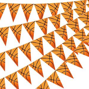 lot 18166 image: Faccito 5 Pack Basketball Banners Party Decorations Sports Championship Pennants Hanging Decor Themed Triangle Flags Athletics Game Garland for Birthday Party Supplies (Orange)