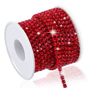 lot 18191 image: Dowarm 10 Yards 4MM Crystal Rhinestone Chain Trim for Sewing Crocs Shoes, SS16 Rhinestone Chain for Craft Cups Jewelry Wedding Bouquet DIY Decoration, Sewing Close Chain Trim, SiamRed