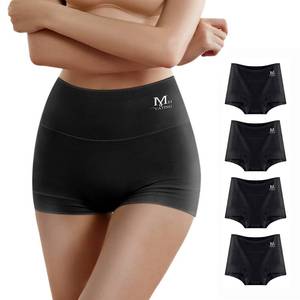 lot 18201 image: MEIYATING Boy Shorts Underwear for Women Cotton Compression Plus Size High Waisted Boxers Briefs Panties Boyshort 4 Pack
