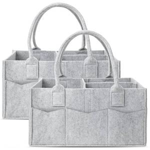 lot 18203 image: Cute Castle 2 Pack Diaper Caddy Organizer - Portable Baby Caddy Organizer with Handle, Nursery Storage Bin and Car Organizer for Girls, Boys - Baby Gift Basket - Grey