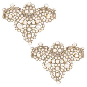 lot 18213 image: PH PandaHall 2pcs Pearl Patches, Sew on Applique for Shoes Bridal Dress Applique Iron on Pearl Patches with Rhinestone Pearl Beads for Hats Pants Bags Clothes Accessories