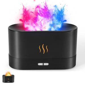 lot 18215 image: Colorful Flame Air Aroma Diffuser Humidifier, Upgraded 7 Flame Colors Noiseless Essential Oil Diffuser for Home,Office,Yoga with Auto-Off Protection 180mL (8Hours Black)