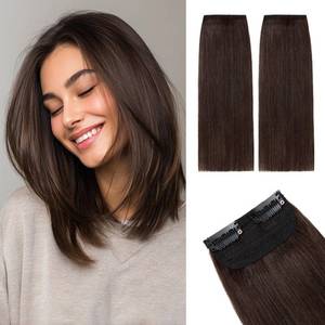 lot 18222 image: Rich Choices Short Clip in Hair Extensions Real Human Hair - 2PCS Remy Mini Clip ins Hairpiece for Women - Hairs Extensions for Thin Hairs 8 Inch #2 Dark Brown