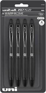 lot 14128 image: Uni-ball 207 Plus Gel Pens Black Ink 6-Pack