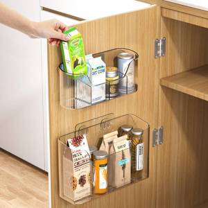 lot 3878 image: HQahnekme 2PCS Cabinet Door Organizer,Self Adhesive Kitchen Cabinet Organizer,Cabinet Door Storage Box for BathroomKitchenLiving room,Storage shelf rv must haves. (transparent)