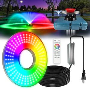 lot 3880 image: Goldlife Pond Fountain Aerator Lights, 200W RGBW 20000LM 160LED Fountain Light With 100FT Power Cord, IP68 Waterproof Stainless Steel Wireless Sync Control Floating Fountains Pump Light for Lake Ponds