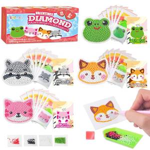 lot 3889 image: Shemira 24 Pack Valentinefts Day Cards for Kids with 5D Diamond Art Painting Kit, Valentines Gift for Kids Classroom, Valentinefts Party Favor, School Valentinefts Art Activity, Valentinefts Art Craft Kit