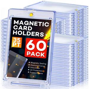 lot 3908 image: 60ct Magnetic Card Holders, 35pt One Touch Card Holder, U-V Protection Hard Plastic Case for Trading Cards, Display Case for Sports, Baseball, Football, Game Cards