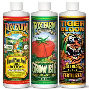 lot 4030 image: FoxFarm Soil Liquid Trio Pack - Big Bloom, Grow Big, Tiger Bloom Fertilizers Supports Vigorous Plant Growth, Bud Development and Abundant Fruit - Complete Liquid Plant Food Set - 3 Pint Bottles