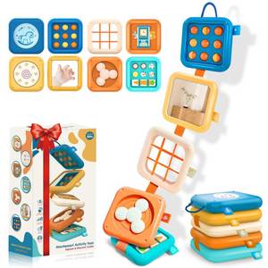 lot 4034 image: Montessori Busy Board for 1 Year Old, Airplane Toys for Babies 6-12 Months, Sensory Fine Motor Skills Activity Cube, Baby Travel Car Seat Toys for Toddler 1-3