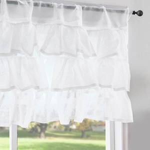 lot 4039 image: jinchan White Ruffled Valance Curtain for Window Shabbychic Rustic Kitchen Valance for Living Room Bedroom Decor 18 Inch Semi Sheer Voile Small Window Treatment Rod Pocket 1 Panel