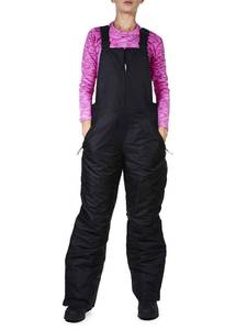 lot 4041 image: Arctic Quest Womens Ski Snow Bibs Pants Insulated Water Resistant Overalls Snowboarding Winter Waterproof Pants Women, Black, 1X