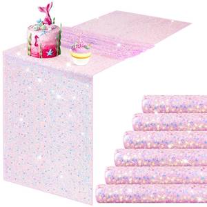 lot 4045 image: Remagr Iridescent Pink Sequin Table Runner 12 x 72 Inch Mermaid Table Runner Glitter Sequin Sparkly Desk Cover for Wedding Birthday Party Ceremony Supplies Decor