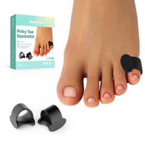 lot 4057 image: Welnove Pinky Toe Separator, 12 Pcs Black Gel Toe Spacers Bunion Corrector for Feet Women and Man, Little Toe Cushions for Curled Overlapping