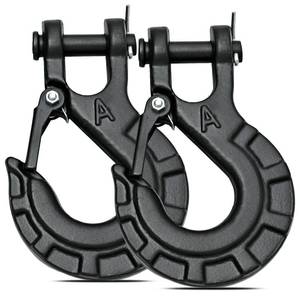 lot 4059 image: High-PQ 2PCS 38 Forged Alloy Steel Clevis Slip Hook with Safety Latch, Heavy Duty Winch Hook 37400lbs Load Capacity for Truck Trailer Tow Chain Winch Cable Ropes (Matte Black)in