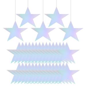 lot 4061 image: PATIKIL Large Star Cutouts, 40 Pcs 6 Double Printed Paper Star Decoration Star Cardboard Cutout Five Stars Cutout for Wedding Movie Night Party Decoration DIY Classroom, Light Silverin