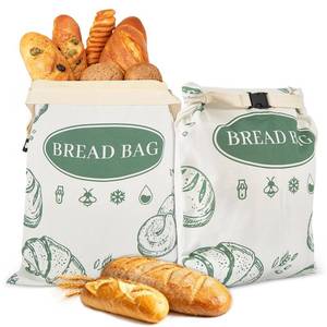 lot 4097 image: 2 Pack Zippered Beeswax Bread Bags 1713 Inch Large Cotton Sourdough Bread Bags Reusable Bread Storage Bags for Homemade Bread Freezer Safe for Bagel Croissant and Baguette Kitchen Baking Supplies